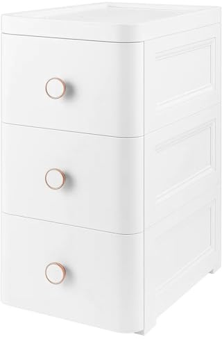 SUNNYNEST 3 Floors Storage Drawers Unit Through Drawers White | Compact Vertical Design Durable Plastic Ideal for Organizing Office Crafts and Household Items