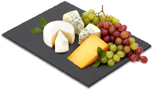 Vilde Piatto in ardesia – 40 x 30 cm – Rettangolare – Piatto da portata in pietra naturale con base in feltro – Per preparare formaggi, dessert e snack – Per cibi freddi e caldi – Elegante accessorio