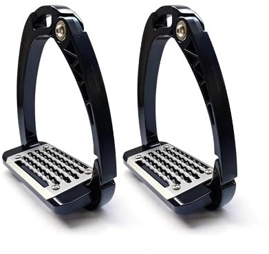 Black Aluminium Horse Riding Stirrups, Non‑Slip Shock‑Absorbent Safety Stirrups, Lightweight Equestrian Equipment for Dressage & Jumping