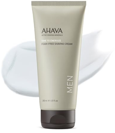 AHAVA Men's Foam-Free Shaving Cream - Foamless Silky Shaving Cream, Closer Shaving, Soothes & Softens, enriched with Osmoter & G-Force: Ginger Root, Ginseng, Ginkgo Biloba & Green Tea, 6.8 Fl.Oz