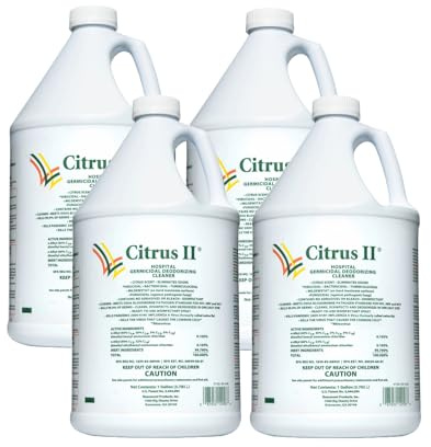 Citrus II Hospital Germicidal Deodorizing Cleaner - Fresh Citrus Scent - 1 Gallon - Refill - Disinfecting Cleaner - Pack of 4