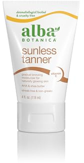 Alba Botanica Sunless Tanner, Gradual Bronzing Moisturizer, with Vitamin C and Shea Butter, 4 Oz (Packaging May Vary)