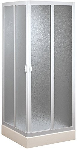 Forte: Cabine de douche intelligente d'angle en PVC-acrylique, anticalcaire, réductible, résistant aux chocs, kit complet, 70L x 70P x 185H, blanc