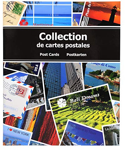 Exacompta 96115E Premium Postkarten-Sammelalbum Hochformat für 200 Postkarten, mit 50 Seiten für jeweils 4 Postkarten, bunt