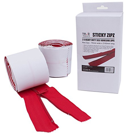 2 Sticky Zipz Heavy Duty Self Adhesive Zips - 75mm Wide x 2100mm Long by True Products