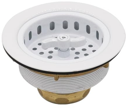 Westbrass Wing Nut Style Large Kitchen Sink Basket Strainer, Powder Coat White, D213-50
