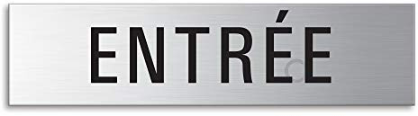 Plaque de Porte - Entrée | Signalétique en Acier inox brossé 160 x 40 mm | No.27108