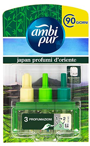 Ambi Pur 3Volution Recambio De Ambientador Eléctrico Tatami Japonés, 3 Aromas Que Alternan Para Eliminar Olores, El embalaje puede variar