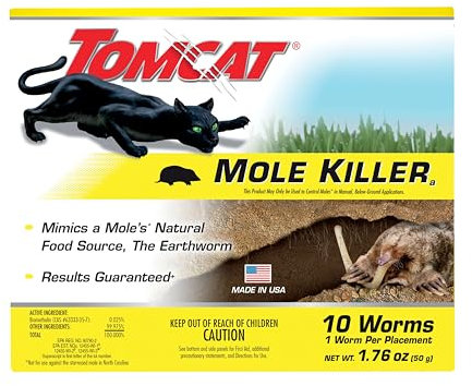 Tomcat Mole Killer(a) - Worm Bait - Includes 10 Worms per Box - Mimics a Mole's Natural Food Source - Ready-to-Use Mole Killer - Effective Against Most Common Mole Species