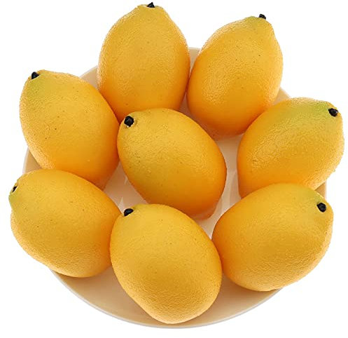 Gresorth 8 Stück Künstliche Lebensechte Gelb Zitrone Deko Gefälschte Früchte Obst Party Festival Dekoration