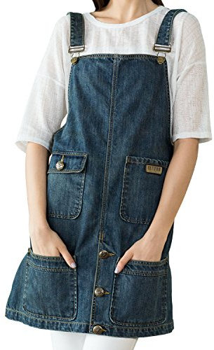 VANTOO Segeltuchschürze mit Taschen für Männer und Frauen, Denim-Schürze für Künstler, Malerei, Küche, Kochen, Koch, marineblau 11, 42