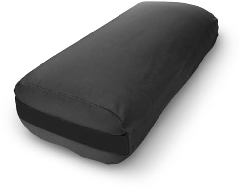 Bean Products Cotton Batting Yoga Bolster - Studio Grade 24X12X6 Rectangular Yoga Pillow for Pilates and Yin Practice - Soft Yet Firm Support with Cotton Cover - Made in The USA, Black