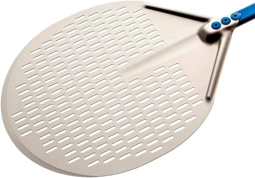 Gi.Metal Pala per Pizza Professionale Linea Azzurra A-32F, Testa 33 cm, Lunghezza Manico 150 cm, Peso 0.68 Kg, Testa in Alluminio anodizzato neutro, manico anodizzato azzurro