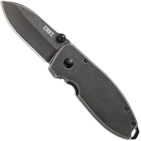 CRKT Squid Everyday Carry EDC Pocket Folding Knife with Frame Lock: Stainless Steel Plain Edge Blade, Stainless Steel Handle, Pocket Clip, 2490KS