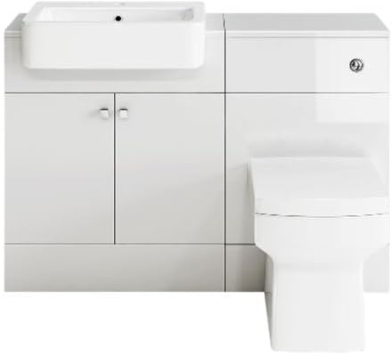 Premium Gloss White Vanity Basin Unit + Back to Wall Toilet Storage Furniture Set MV2001