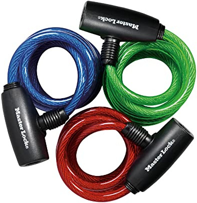 Master Lock 8127TRI Bike Lock Cables with Key, 3 Pack Keyed-Alike