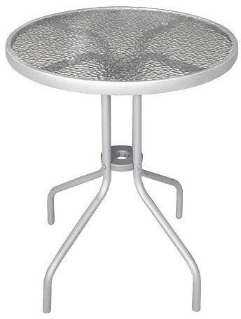 Gartentisch Glastisch Bistrotisch Ø60cm Metall Beistelltisch Balkontisch Gartenmöbel Silber
