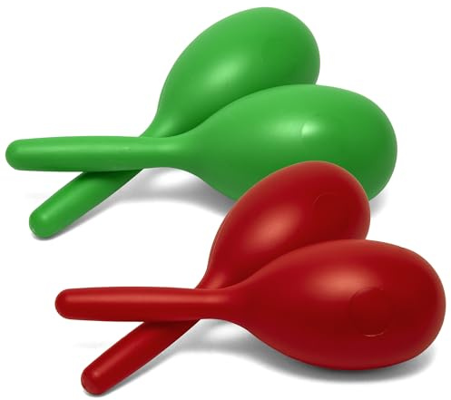 Tiger Pack of 4 Plastic, Colourful Maracas - Full Size