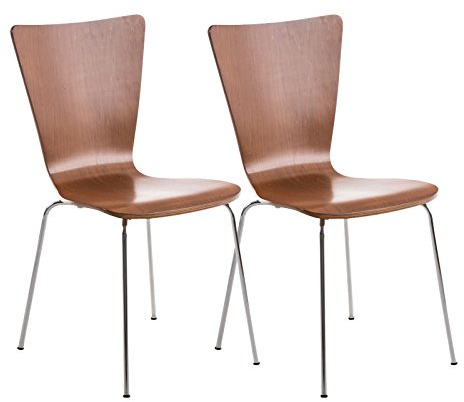 CLP Lot de 2 Chaises Empilables Aaron I Chaises Visiteur en Bois Dossier Siège Ergonomique et Confortable I Hauteur Assise 45 cm I Couleur:, Couleur:Marron