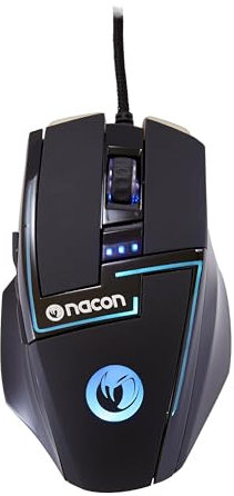 Nacon - Ratón Gaming PCGM-350L Con Luces De Fondo Multicolor, 7 Botones, 250 a 8200 DPI, USB Plug & Play, 1.8 M (PC)