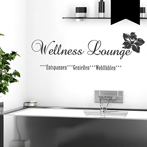 WANDKINGS Wandtattoo Wellness Lounge 50 x 17 cm schwarz - erhältlich in 33 Farben