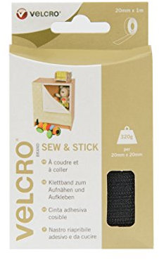VELCRO Brand Nastro riapribile adesivo e da cucire 20mm x 1m Nero