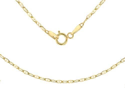 CARISSIMA Collana da donna in oro giallo 9 ct con catena Rambo piatta da 0,9 mm, 41 cm