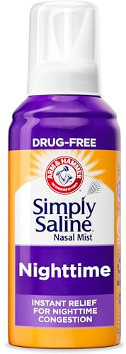 ARM & HAMMER Simply Saline Nighttime Nasal Mist 4.6oz- Instant Relief for SEVERE Congestion- One 4.6oz Bottle
