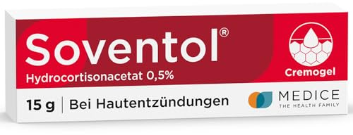 Soventol HydroCortisonACETAT 0,5% Cremogel 15 g bei Sonnenbrand, Hautentzündungen & Juckreiz - kühlt sanft & schnell die Haut - entzündungshemmend