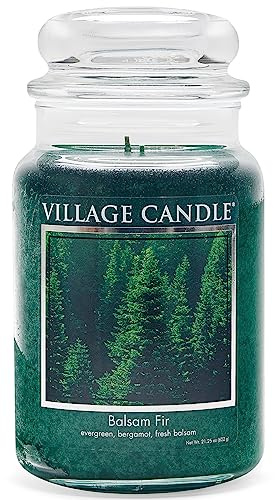 Village Candle Balsam Fir Large Apothecary Jar, Scented Candle, 21.25 oz., Green