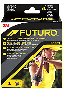 FUTURO Tennis-Ellenbogen-Bandage, verstellbar (17,8 - 35,6 cm) – Polster für gezielten Druck, bei Tennisarm und Tendinitis, Atmungsaktiv, Feuchtigkeitsregulierend, für Sport und Alltag
