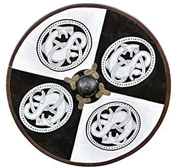 Battle-Merchant Wikinger Rundschild, aus Holz, mit Greiftier-Bemalung - Schild