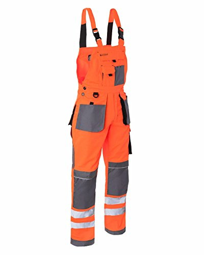 Leber&Hollman Arbeitslatzhose Arbeitshose Sicherheitshose Warnhose Latzhose Warnbekleidung 2 Farben (LH-FMNX-B) (50, orange)