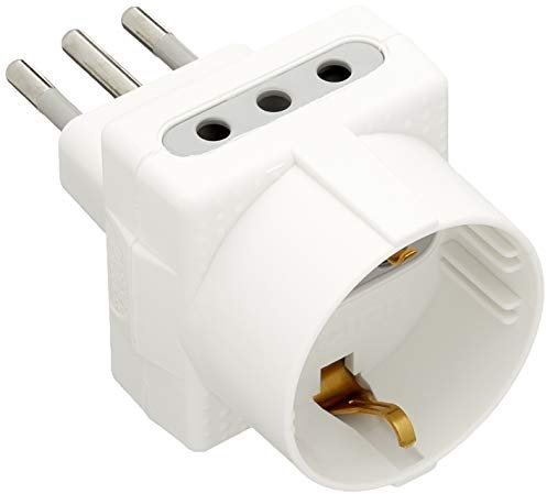Bticino S3610D Adattatore Tris, Bianco, 1 Presa Tedesca 2 Prese, 10A