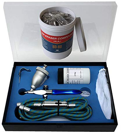 Andreas Dell Sandstrahlpistole Air Eraser Set BD 178 Airbrush Pistole 1150g Sandstrahlmittel