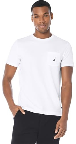 Nautica Men's Solid Crew Neck Short Sleeve Pocket T-Shirt, White, XX-Large