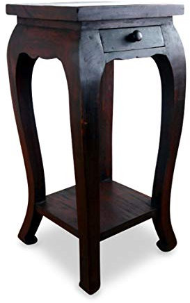 livasia Opiumtisch aus Massivholz – 35x35x75cm – Handgeschnitzter Beistelltisch Holz aus Thailand, Nachhaltig und Zeitlos, Setzt Stilvolle Akzente als Kleiner Tisch