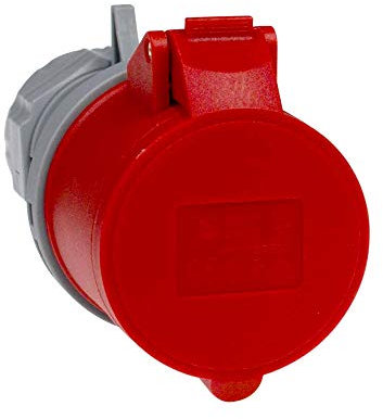 as - Schwabe CEE Kupplung 400V/32A/5-polig - Starkstrom Kupplung mit Schraubkontakt für Leistungsanschluss - Stromkupplung Schlagfest - Spritzwassergeschützt IP44 - Rot/Grau, 60427