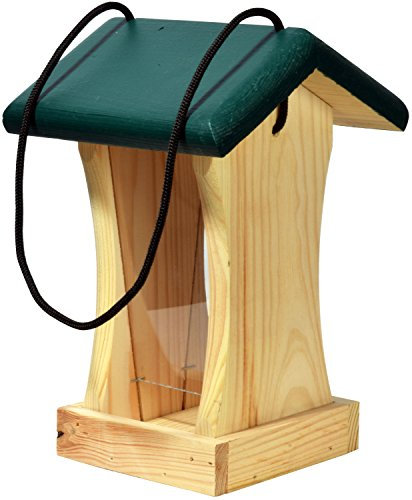 dobar® 90061FSCe Vogelfutterhaus Hängend - Kleines Vogelhaus Futtersilo - Futtersäule Massivholz - Futterstation für Wildvögel - Futterhaus für Garten/Terrasse/Balkon - 16 x 16 x 24 cm - Grün