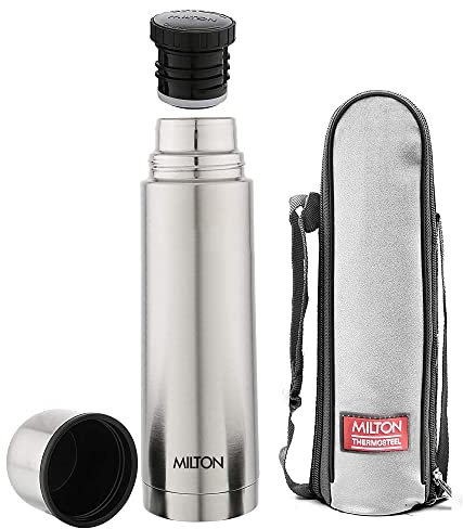 Milton Vacuum Flask for Hot Drink 500 ml (16 oz), Stainless Steel Double Walled Insulated Water Bottle for 24 Hour Hot and Cold Drinks with Cover, Leak Proof, BPA Free, Thermosteel Plain Lid