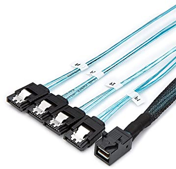CableCreation Internal HD Mini SAS (SFF-8643 Host) - 4X SATA (Target) Cable,SFF-8643 to 4X SATA Cable, SFF-8643 for Controller, 4 Sata Connect to Hard Drive, 1M / 3.3FT