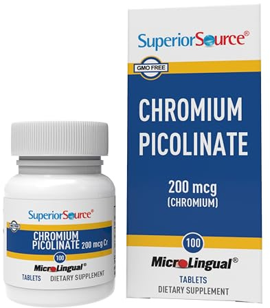 Superior Source Chromium Picolinate - Supplement Formula Supports Healthy Sugar Metabolism - 500 mcg, 50 Instant Dissolve Tablets