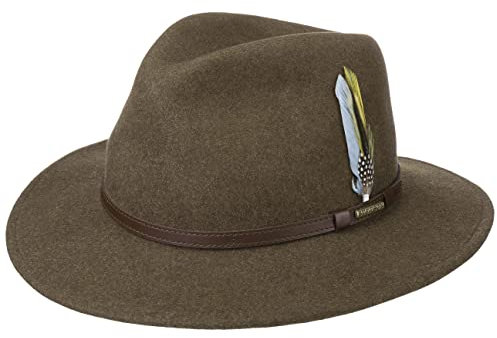 Stetson Newberg VitaFelt Traveller Einfarbiger Wasserabweisender Filzhut Made in USA Herren Ganzjährig braun M (56-57 cm)