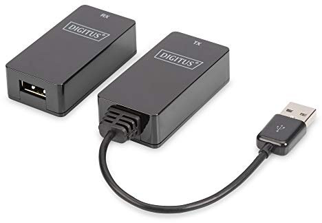 DIGITUS USB-Extender - Reichweite 45 m - USB 1.1 - UTP, STP & S-FTP Netzwerk-Kabel ab Cat-5 - Plug & Play - Schwarz