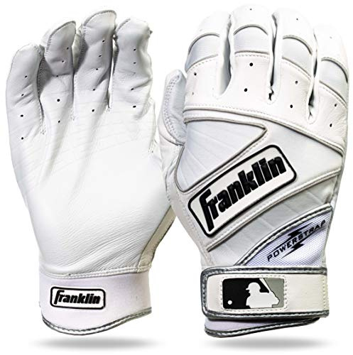Franklin Sports MLB Powerstrap Batting Gloves, Pearl/White Adult Large