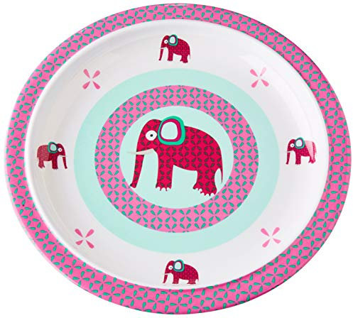 LÄSSIG Teller Kinder Baby Kleinkind rutschfest spülmaschinengeeignet Melamin/Plate Wildlife Elephant
