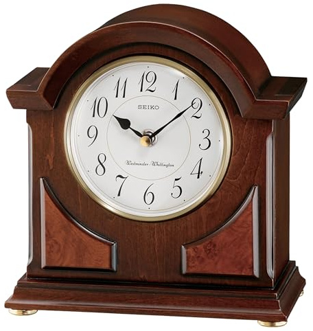 Seiko 9 Brown Wooden Case with Chime Mantel Clock