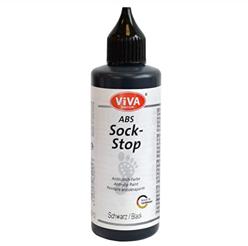 Viva Decor ABS Sock Stop 82 ml - Schwarz - Flüssige Anti-Rutsch-Beschichtung für Socken, vielseitig auf Wolle, Filz, Teppichen und Textilien einsetzbar - Sock Stopper für sicheren Halt
