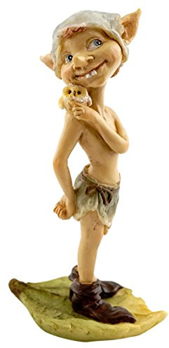 Top Collection Figura Miniatura de jardín de Hadas y terrario Pixie con búho, Bronceado, Verde
