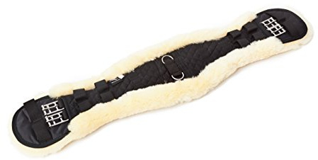 Engel Reitsport | Lammfell Sattelgurt Dressur Kurzgurt Konturgurt EGURT-80-SCH-MED schwarz/med. 32 80cm